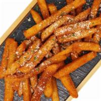 Seasoned Fries  · Fries seasoned with salt, pepper, garlic and onion granulate, parmesan cheese, cumin and par...