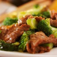 Beef With Broccoli · Served with egg roll and pork fried rice.