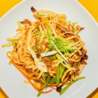 Beef Chow Mein · Beef, noodle, vegetable.