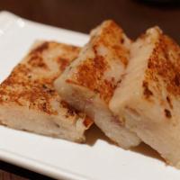Pan Fried Radish Cake/香煎萝卜糕 · Chinese sausage and dry shrimp.