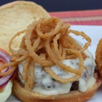 Build A Burger · Eight oz angus beef cooked. Served with seasoned fries, dill pickle, lettuce, tomato, and on...