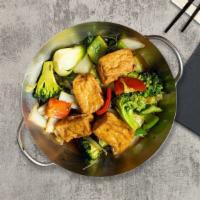 Praram Tofu & Vegetables · Sautéed tofu and mixed vegetables with peanut sauce.
