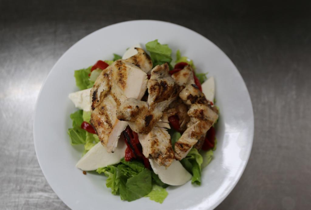 Best Choice Salad · Breast of chicken with crisp romaine lettuce, sweet roasted peppers, fresh mozzarella and balsamic vinaigrette.