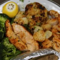 Seafood Combo · Broiled or fried, flounder, shrimp and scallops.