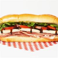 The Tuscany Sub · Crispy breaded chicken cutlet topped with prosciutto and fresh mozzarella on a hoagie roll.