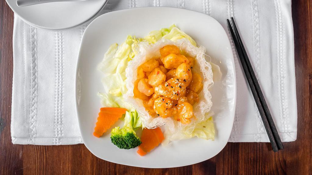Rock Shrimp · Deep fried baby shrimp with spicy sauce.