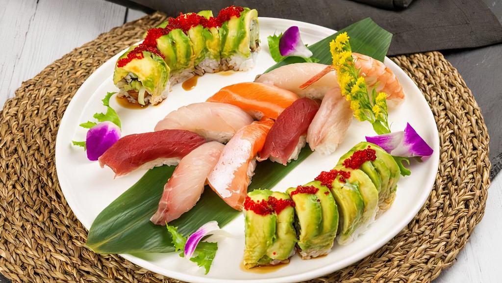Sushi Deluxe · 9 pcs assorted sushi and dragon roll