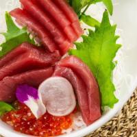 Tuna Don · 9 pieces tuna, ikura over rice