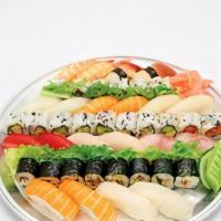 Sushi Party  · Silver. Includes 20 pieces assorted sushi and 24 pieces roll. ( 8 pieces California roll, 8 ...