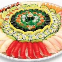 Sushi Party · Platinum. Includes 48pieces Assorted Sushi and 56pcs Roll. (24pcs California roll, 16pcs Eel...