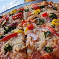Vegan Pizza · Our vegan crust w/ vegan sauce and vegan cheese.
10-12