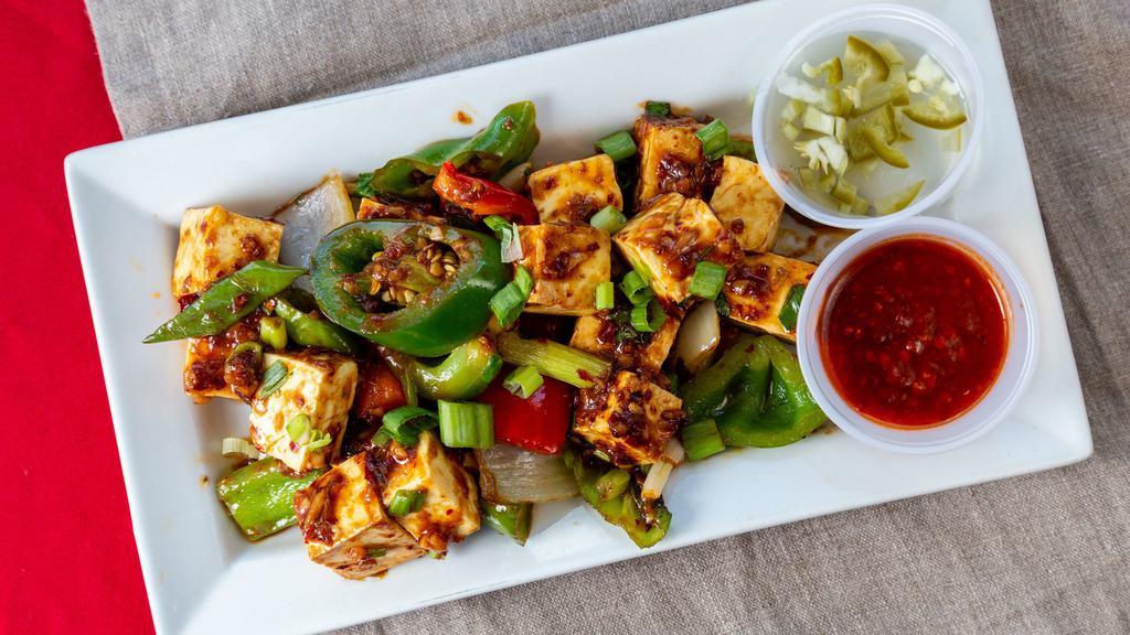 Chili Paneer (Dry) · Most popular. Cubes of Cottage cheese sautéed with fresh chili and onions in light soy sauce.