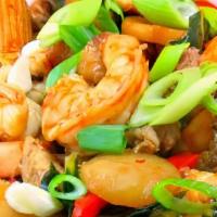 Happy Family · Chicken,pork,shrimp,beef and variety of vegetables with brown sauce
