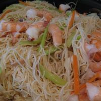 Shrimp Chow Mein Fun · skinny white noodles