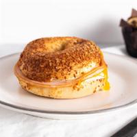 Egg & Cheese Bragel · Egg, Cheddar, and Cream Cheese on a Toasted Bagel