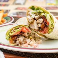 Chicken Caesar Wrap · Grilled chicken, Romaine lettuce, bacon, tomato, in our own homemade caesar dressing.