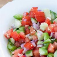Shepard Salad Small · Freshly chopped tomatoes, onions, and cucumbers. Seasoned with salt, olive oil, lemon and mi...
