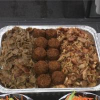 4 People · Includes Beef/Lamb  Gyro, Chicken Gyro and Falafel with half white Basmati Rice and  Seasone...