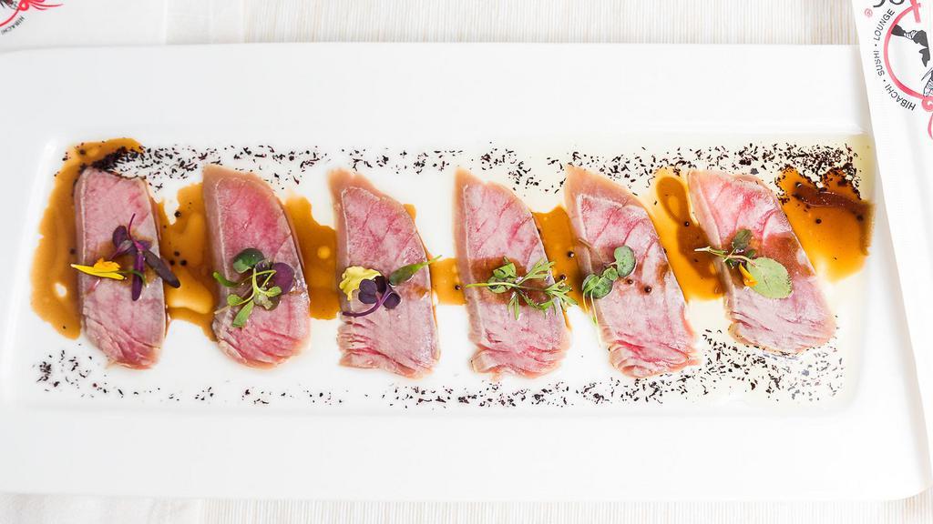 Tuna Tataki · Consuming raw or undercooked meats, poultry, seafood, shellfish, or eggs may increase your risk of foodborne illness, especially if you have certain medical conditions.