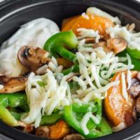 Veggie Perogies · BBQ Sauce, Grilled onions, green peppers, and mushrooms.