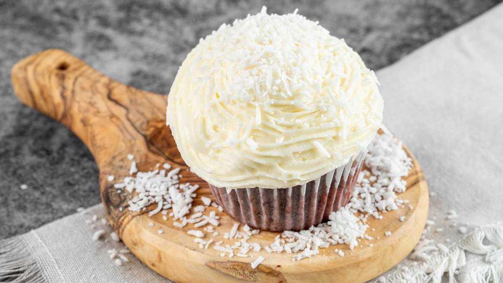 Velvet Classic Cupcake · Red Velvet Cake - Cream Cheese Frosting - Butter Cream Filling - Coconut