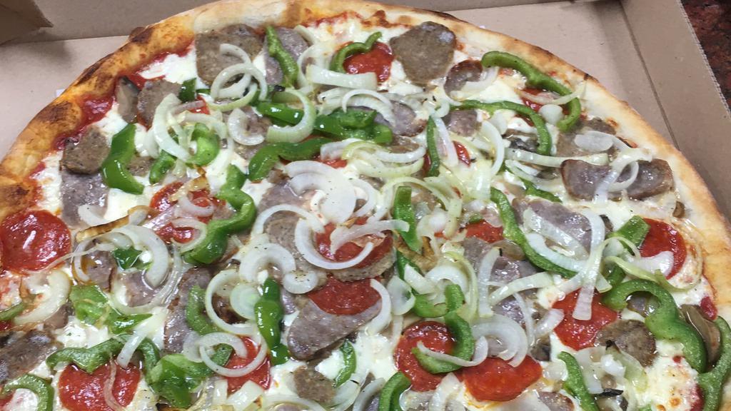 House Special · A combination of sausage, meatballs, pepperoni, mushrooms, green peppers, onions.
