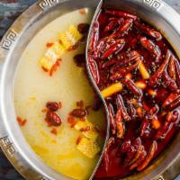 Combination Pot · Pork Leg Bne Soup And  Hot Spicy Butter Soup