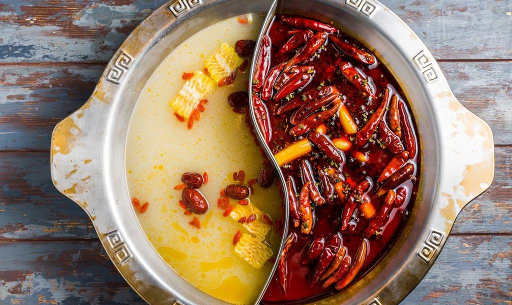 Combination Pot · Pork Leg Bne Soup And  Hot Spicy Butter Soup