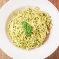 Spaghetti Pesto (Contains Nuts)  · Potato, string beans.