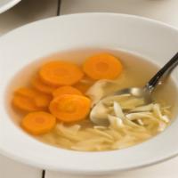 Consomme · Carrots, kasha, rice, and/or noodles available upon request.
