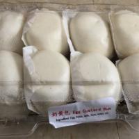 Box Of Salty Egg Yolk Bun Frozen 流沙包 (8 Count Per Box) · Steamed white flour bun filled salted egg yolk.