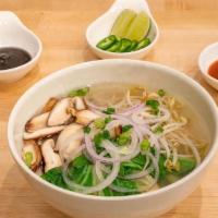 Pho: Vegan · noodle soup in homemade broth, thin rice noodles, beansprouts, scallions, onion, shallots, j...