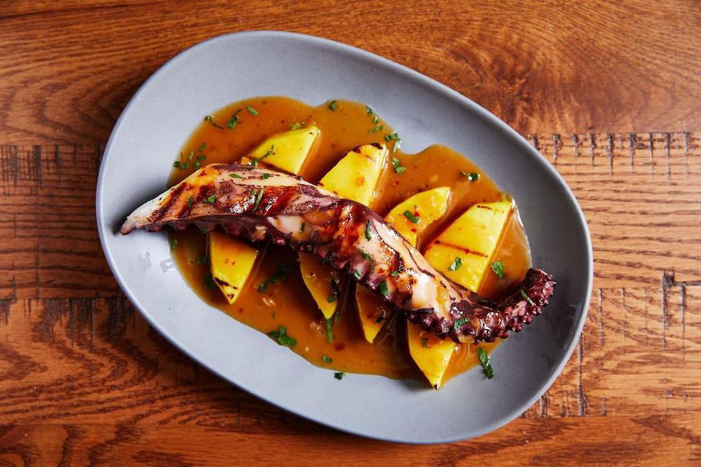Grilled Octopus · Grilled Mango, General Tso's Sauce
