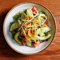Garden Salad · Mixed Greens, Cucumber, Avocado, Tomato, Red Onion, Carrot & Zucchini Strings, Lemon Vinaigr...