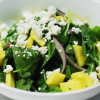 Baby Spinach & Mango Salad · Goat Cheese, Red Onion, Honey Balsamic