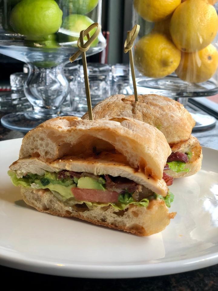 Grilled Chicken Sandwich · Avocado, Bacon, Romaine Lettuce, Tomato, Red Onion, Salsa Golf, Ciabatta Bread