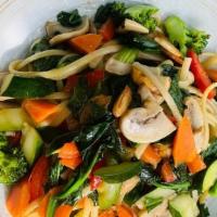 Cappellini Primavera · olive oil, garlic, zucchini, broccoli, carrots, peppers, mushrooms, baby spinach . * vegan