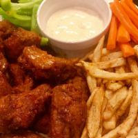 Chicken Wings With Fries (8) · Served with blue cheese dressing on the side.