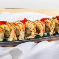 Yummy Roll · Shrimp tempura, eel, topped with spicy crab meat tobiko.