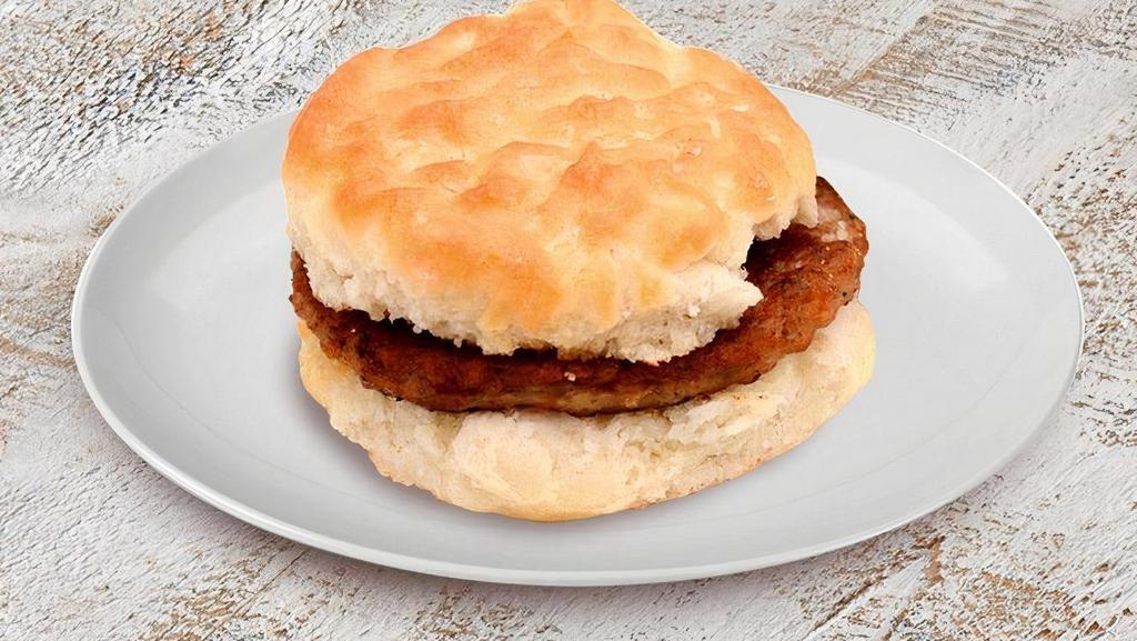 Sausage Biscuit · Country sausage on a fluffy, buttery biscuit. Cal 385