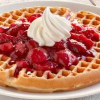 Strawberry Waffle · Strawberry topped waffle with whipped topping (Cal 640)