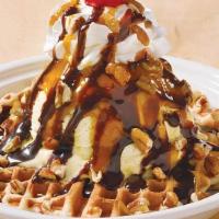 Waffle Sundaes · Mini waffle served with vanilla ice cream and decadent toppings (Cal 680-900)