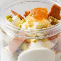 The Rehab Honey Mousse · Light orange blossom chantilly with pieces of soft pistachio biscuit, crunchy sweet dough, a...