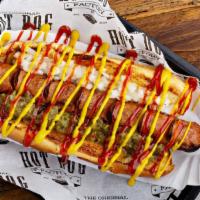Atlanta Xl Footlong Dog Combo · Deep fried foot long beef hot dog topped with ketchup, mustard, relish, and onion. Served wi...