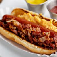 Breakfast Dog Combo · Deep fried bacon wrapped 100% certified angus beef hot dog topped with grilled bacon, a frie...