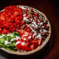 Chicken N Gyro Over Rice Platter · Take your taste buds to a journey of ancient Greece with juicy beef gyro and grilled chicken...