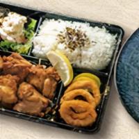 Chicken Karaage Bento Set · Fried chicken karaage with a choice of full sized Udon!