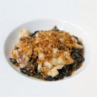 Trofie Nero · ligurian crustacean ragu, seppia, scallops, spiced mollica