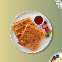 Vegan & Gluten Free Waffle · Plant-based waffle made from scratch with gluten-free flour (flour does not contain any soy ...