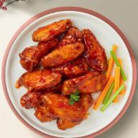 Habanero Haven Wings · (Mango Habanero) Served with celery or carrots, and blue cheese or ranch.